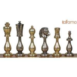  Arabesque Brass & Nickel Staunton Chess Set by Italfama 