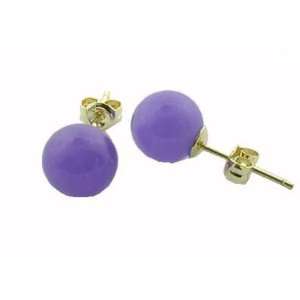  Mini Lavender Jade Stud Earrings, 14k Gold Jewelry