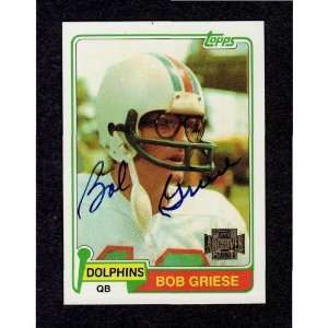  Bob Griese Autographed Signed 2001 Miami Dolphins Topps 