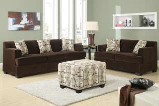 New 2 Pc Chocolate Velvet fabric Sectional Sofa Set