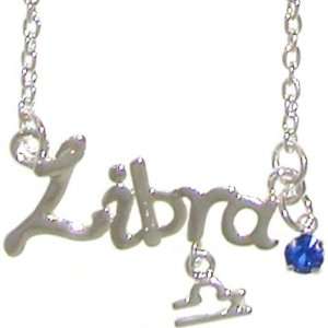 Libra Horoscope Zodiac Nameplate Necklace In Silver Tone