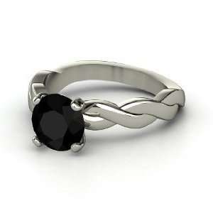  Ariadne Ring, Round Black Onyx 14K White Gold Ring 