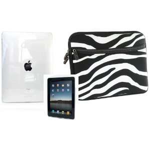  Skin Cover Case + Exotic Zebra Black White Sleeve for Apple iPad 
