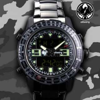New Royale INFANTRY USA Sports Quartz Mens Stainless Steel Wirst 