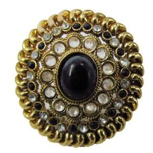 Iba Gold Tone Gypsy Kundan Designer Ring Adjustable Bollywood Bridal 