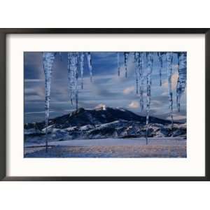  Icicles Hanging in Front of Mountain, Bridger Mountains 