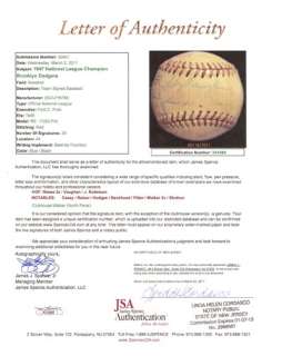   Dodgers Autographed Signed AL Baseball Robinson Hodges JSA #X01685