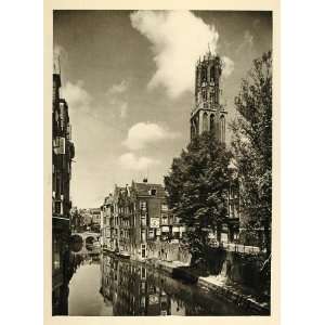  1935 Utrecht Netherlands Canal Cathedral Dom Tower 