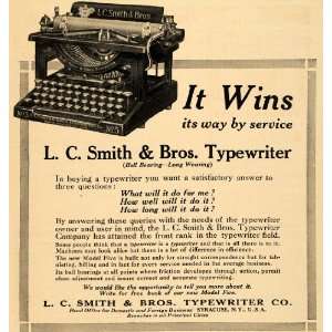  1912 Ad L C Smith & Bros Typewriter Co. Writing Machine 