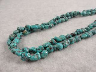   necklace Kingman turquoise silver bench beads Old Pawn Jewelry  