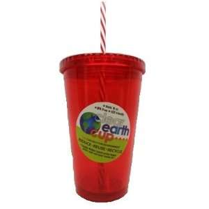Clear Earth Reusable Cup With Reusable Straw, ECO Friendly, BPA Free 