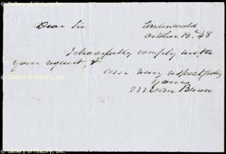 MARTIN VAN BUREN   AUTOGRAPH LETTER SIGNED 10/18/1848  