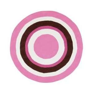   Area Rug   4 Round   Pink, White, Chocolate, Hot Pink