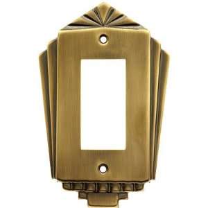 Art Deco Switch Plate. Stamped Brass Deco Style Single Gang GFI Outlet 