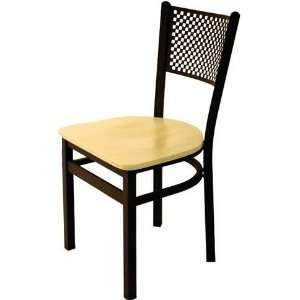  Polk Metal Perforated Back Chair with Wood Seat