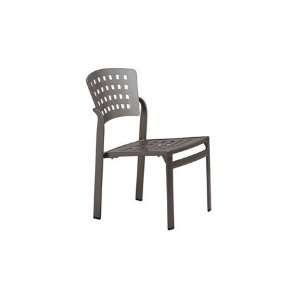   Metal Side Stackable Patio Dining Chair Textured Barley Finish Home
