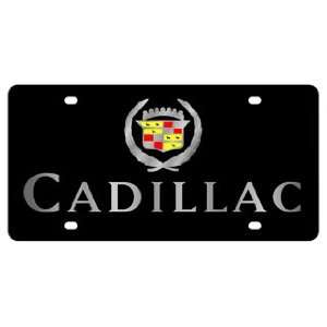  Cadillac License Plate on Black Steel Automotive