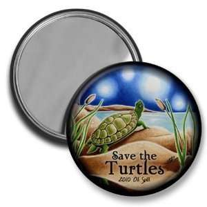   The Turtles Original Art Bp Oil Spill Relief 2.25 Inch Pocket Mirror