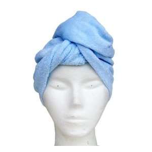  Blue Wood Silk Hair Drying Wrap