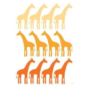  Orange Giraffe Family Premium Poster Print