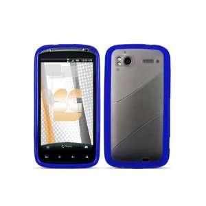 HTC Sensation 4G Hybird Flexible TPU Skin Case   Blue/Clear (Free 