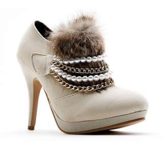 Womens Sexy Fashion Stiletto Platform High Heel Boots Faux Fur Ankle 