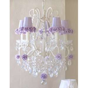    5 Light Chandelier with Lavender Rose Shades