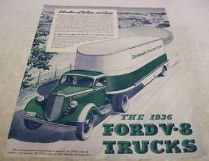 Ford 1936 V8 Semi Truck Ad Proof  