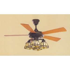  Arts And Crafts Bronze Fan With Honey Glass