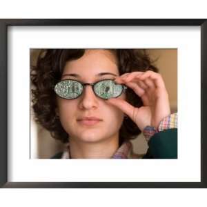  A Young Female Wears Circuit Board Glasses Costume 