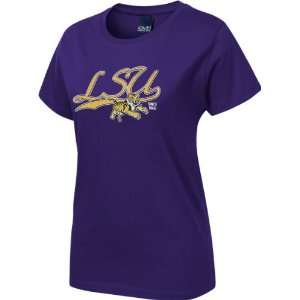  LSU Tigers Womens Purple Cheer Town T Shirt Sports 