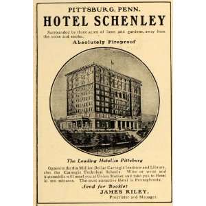  1907 Ad Hotel Schenley James Riley Pittsburgh Lodging 