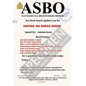  www.alt gifts ASBO Certificate   No Dress Sense 