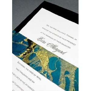  Wedding Invitations Kit Jet Black with Blue and Green 