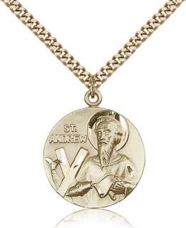 St 12K Gold Fill Saint Andrew Fisherman Medal Necklace  