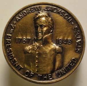 Andrew Jackson Commemorative Medal 7thPres Hermitage Nashville TN 30mm 