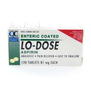  QC Aspirin Enteric Coated 81mg Lo Dose Tablets, 120 ct 