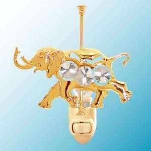  24k Gold Carousel Elephant Night Light   Clear Swarovski 