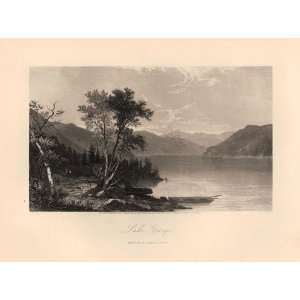  1873 Antique Engraving of Hinshelwoods Lake George by J 