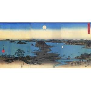   Art Utagawa Hiroshige Coastal landscape in moonlight