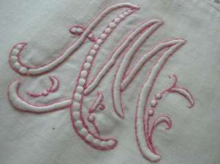 Antique MONOGRAMED BRODERIE ANGLAISE LACE SHAM & SHEET/DUVET COVER 