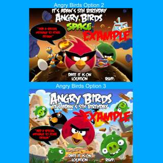 Angry Birds, Batman, Spider Man, The Avengers Birthday Invitations 5x7 