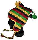   Soul Sherpa Rasta Wool Crochet Knit Ski Winter Ear Flap Hat Beanie