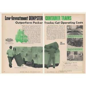  1964 Dempster Garbage Container Train 2 Page Print Ad 