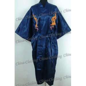  Shanghai Tone® Dragon Kimono Robe Sleepwear Navy Blue One 