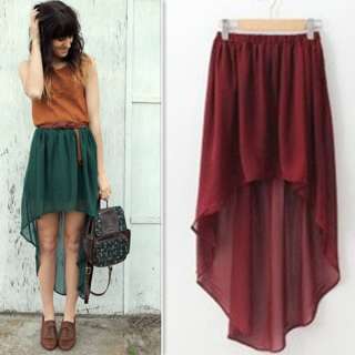 2012 Trendy Anomalous Hem Asymmetrical Skirt Semi Sheer Chiffon high 
