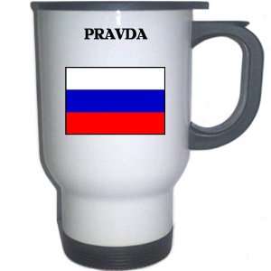  Russia   PRAVDA White Stainless Steel Mug Everything 