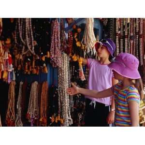  Girls Shopping for Glass Bead Necklaces at Indra Chowk 