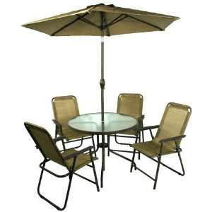   Import And Export 6 Piece Bronze Steel Table & Chair Set With Umbre