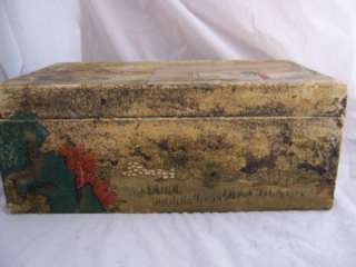 Antique Chinese PAINTED Pigskin Chest Box Trunk Padlock  